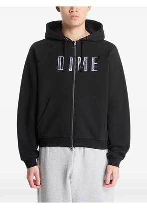 dime logo-embroidered zip-up hoodie - Black