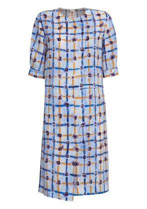 Marni floral-print asymmetric midi dress - Blue