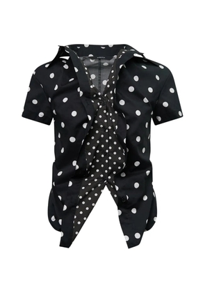 pushBUTTON polka-dot ruffled shirt - Black