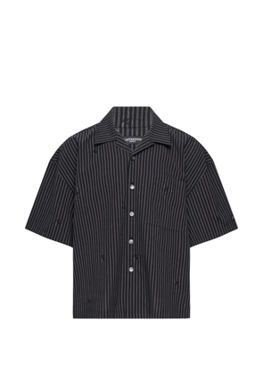 Mastermind Japan distressed striped shirt - Black