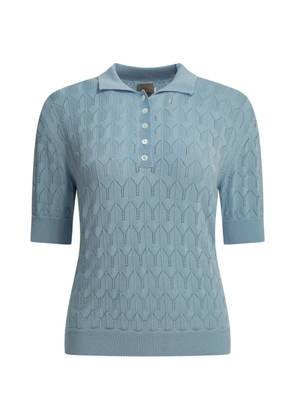 RAKKI California pointelle-knit polo top - Blue
