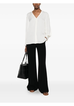 Theory V-neck flared-cuff blouse - Neutrals