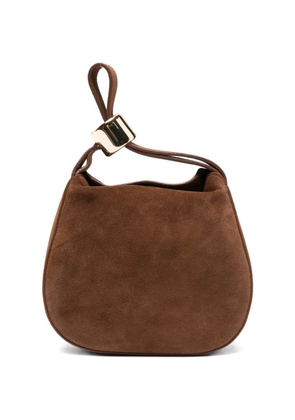 Semicouture mini Baily suede tote bag - Brown