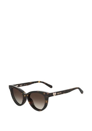 Love Moschino tortoiseshell-effect cat-eye clip-on sunglasses - Brown