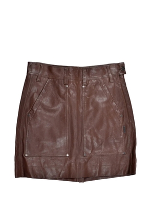 Brunello Cucinelli rivet-detailed leather mini skirt - Brown