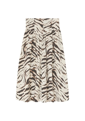 GANNI zebra-print gathered maxi skirt - Neutrals