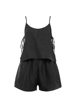 Deiji Studios V-neck side-tie top and shorts set (set of two) - Black