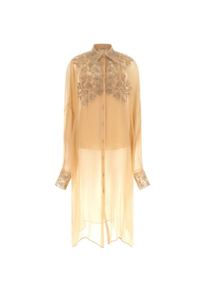 Ermanno Scervino embroidered silk shirt dress - Neutrals