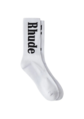 RHUDE logo-intarsia ribbed socks - White