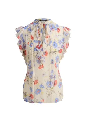 Lauren Ralph Lauren floral-print ruffled blouse - Neutrals