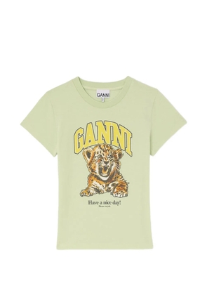 GANNI tiger-print T-shirt - Green