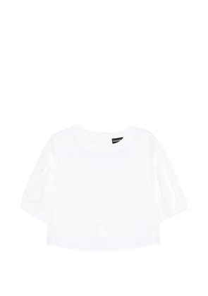 Emporio Armani cropped puff-sleeve blouse - White