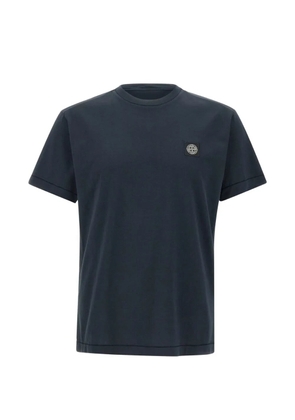 Stone Island Compass-patch garment-dyed T-shirt - Blue