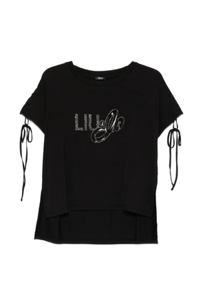 LIU JO logo-embellished tie-sleeve T-shirt - Black