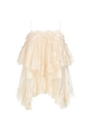 Aje Ophelia lace-trimmed tiered mini dress - Yellow