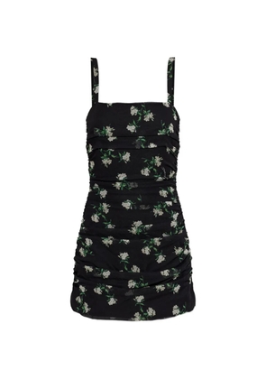 Dolce & Gabbana floral-print ruched dress - Black