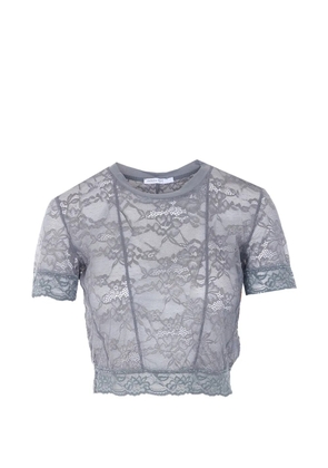 Patrizia Pepe lace-embroidered T-shirt - Grey