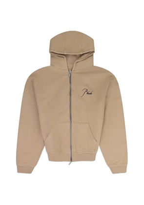 RHUDE embroidered-logo zip-up hoodie - Neutrals