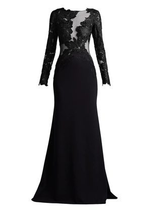 Tadashi Shoji sheer-panelled gown - Black