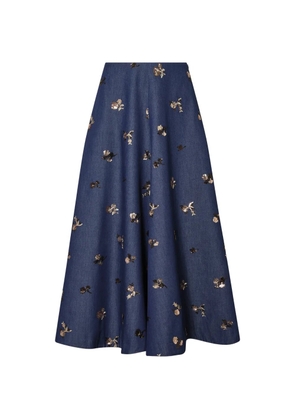 Altuzarra sequin-embellished floral-print skirt - Blue