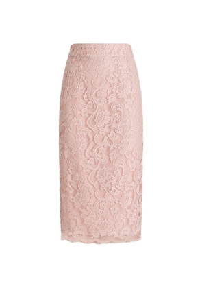 Dolce & Gabbana floral-lace midi skirt - Pink