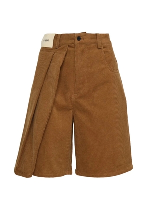 BONBOM two-tuck corduroy shorts - Brown