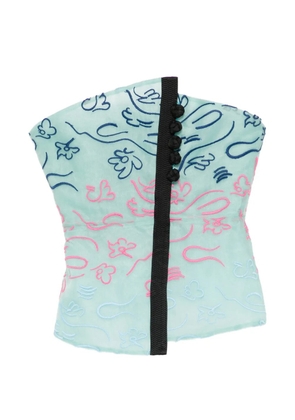 Emporio Armani embroidered strapless top - Blue
