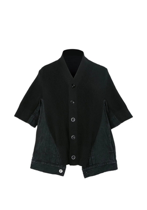 sacai short-sleeve panelled-design cardigan - Black