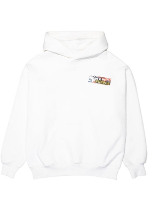 Purple Brand logo-print fleece hoodie - White