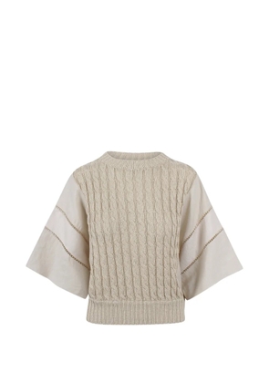 Max Mara cable-knit panelled sweater - Neutrals