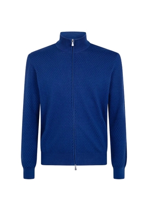 Gran Sasso honeycomb-knit zip-up jacket - Blue