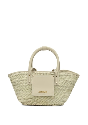 Jacquemus mini Soli woven-straw leather-trim tote bag - Neutrals