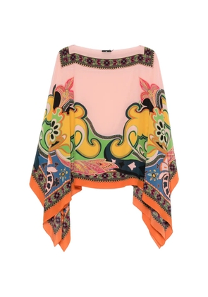 ETRO paisley-print boat-neck poncho - Pink