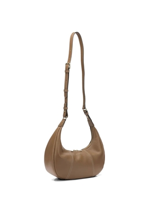 Le Tanneur small contrast-stitch pebbled shoulder bag - Brown