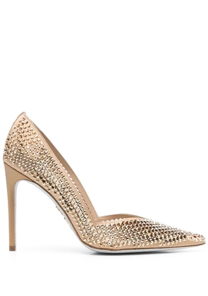 René Caovilla Swarovski-embellished pointed-toe pumps - Neutrals