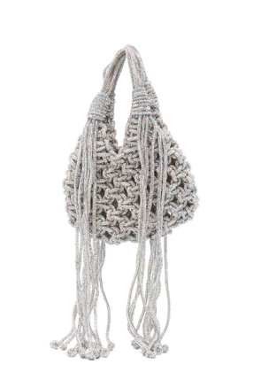 Hibourama mini Vannifique crystal-embellished fringed tote bag - Silver