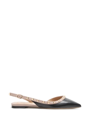 Valentino Garavani Rockstud calfskin flat pumps - Black