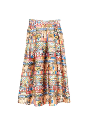 alessandro enriquez pleated printed midi skirt - Neutrals