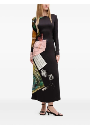 Desigual patchwork-print ruched midi dress - Black