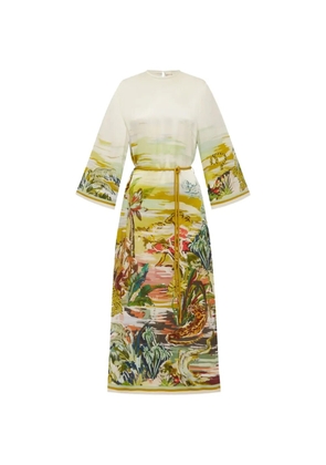 ALEMAIS Jungle Boogie graphic-print midi dress - Neutrals