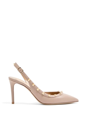 Valentino Garavani Rockstud slingback calfskin pumps 85mm - Neutrals