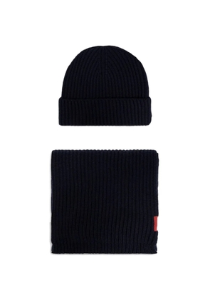 DSQUARED2 ribbed-knit logo-plate scarf and hat set - Blue