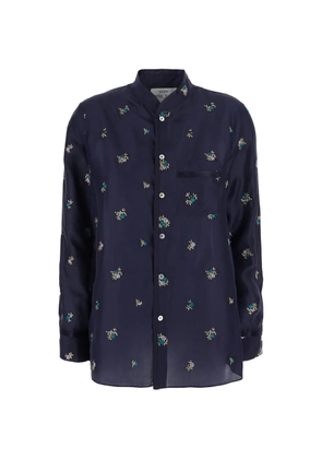 Forte Forte floral-embroidered silk shirt - Blue