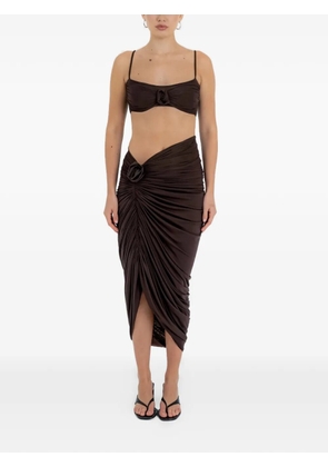 Maygel Coronel Medusa floral-appliqué beachwear set (set of two) - Brown