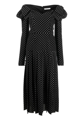 Alessandra Rich mutton-sleeve polka dot-print midi dress - Black