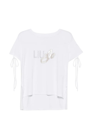 LIU JO logo-embellished drawstring-sleeve T-shirt - White