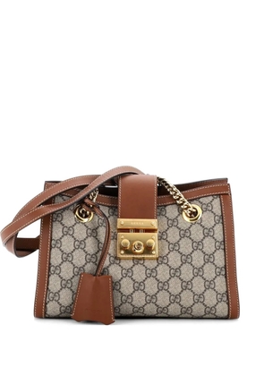 Gucci Pre-Owned Padlock Chain Tote GG Coated Canvas with Leather Small shoulder bag - Brown