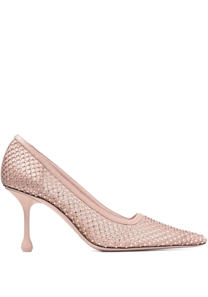 Jimmy Choo 80mm Ixia crystal-embellished mesh pumps - Pink