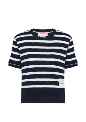 Thom Browne striped scallop-edge T-shirt - Blue
