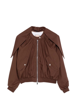Plan C ruched-detail zip-up jacket - Brown
